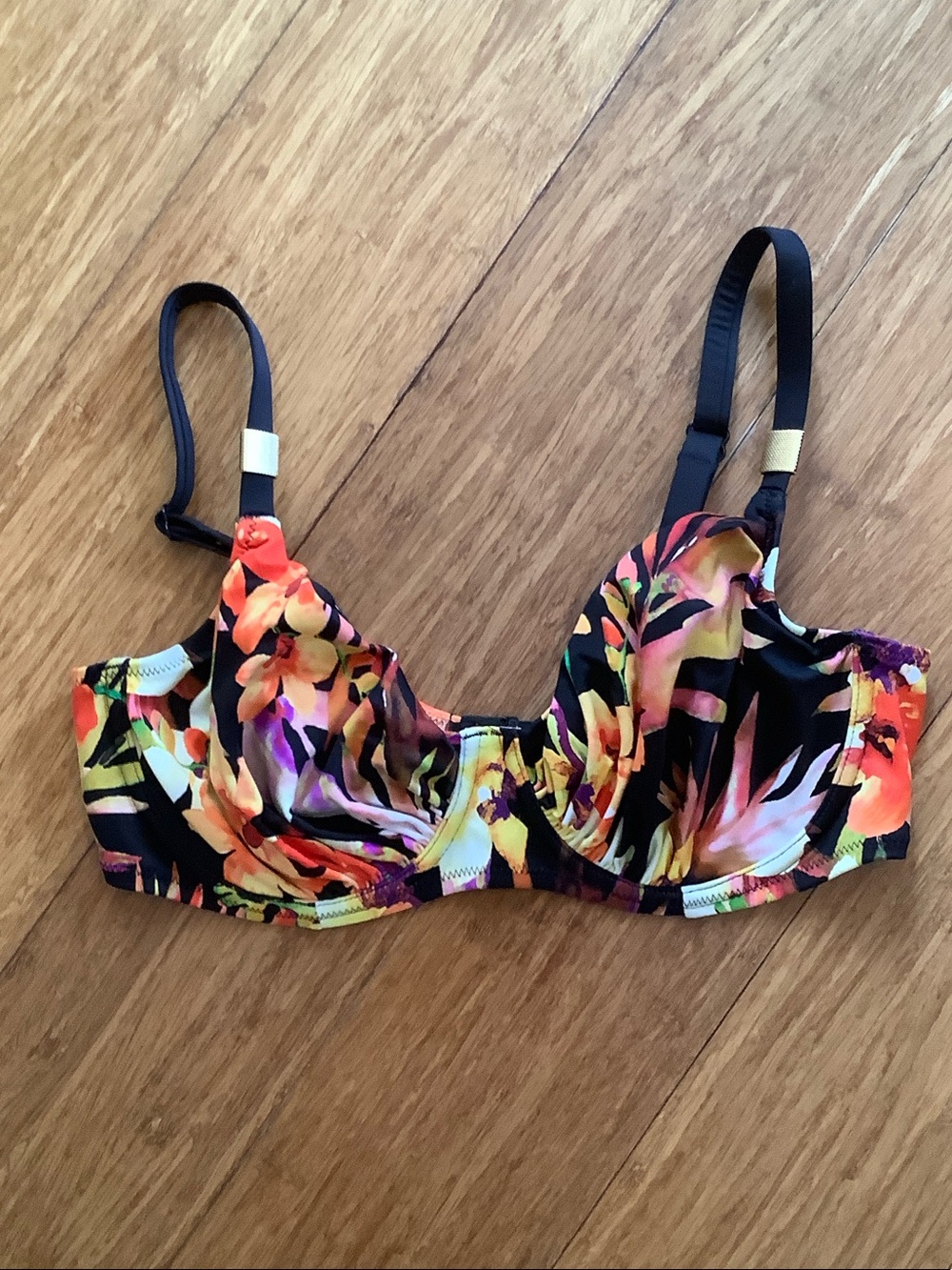 Fantasie Floral Underwire Swim Top in Black, Orange, Yellow, Purple